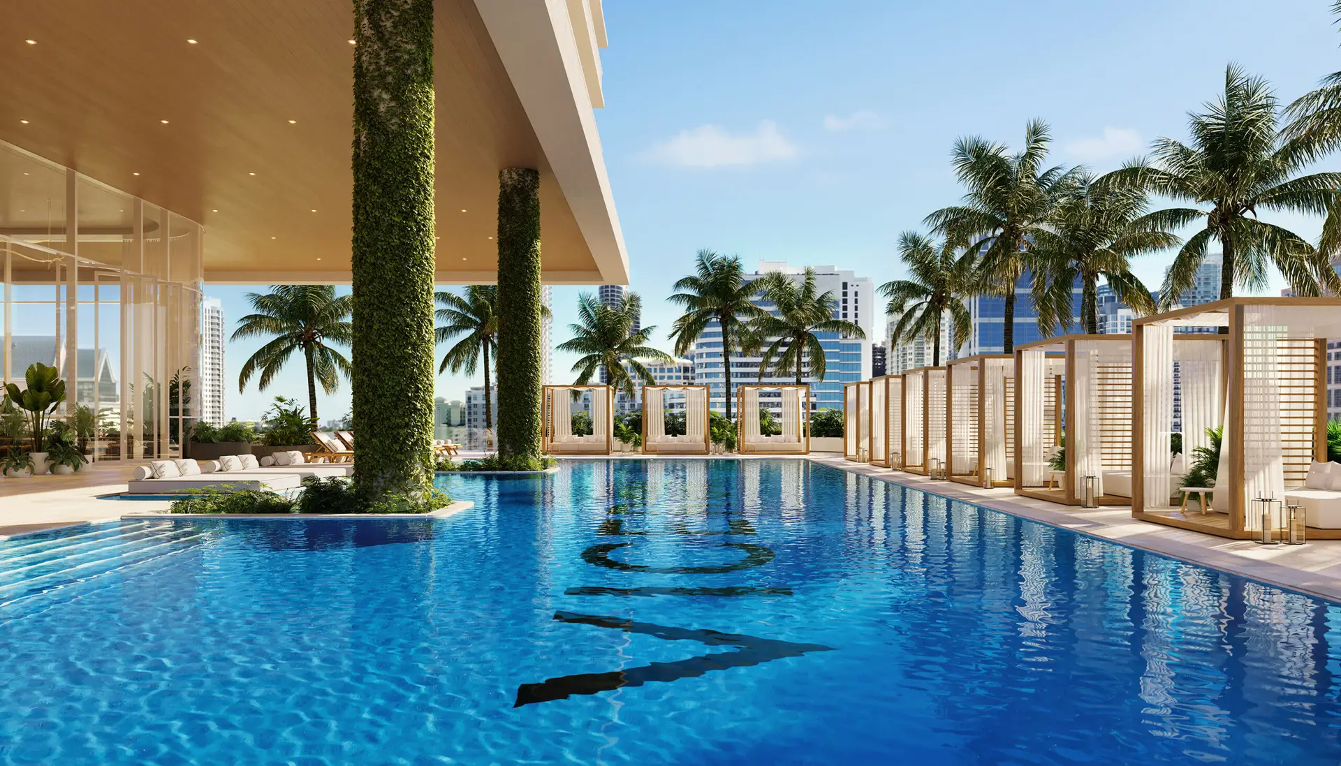 10th floor resort pool in daytime at Viceroy Residences Fort Lauderdale